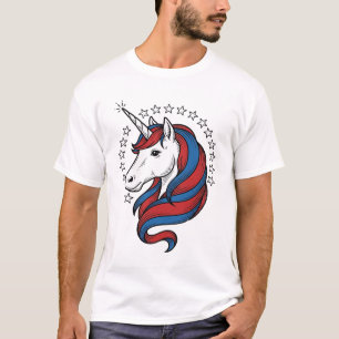 Patriotic Unicorn Vintage Engraving Vector Design_ T-Shirt