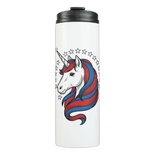 Patriotic Unicorn Vintage Engraving Vector Design_ Thermal Tumbler