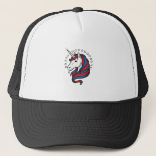 Patriotic Unicorn Vintage Engraving Vector Design_ Trucker Hat