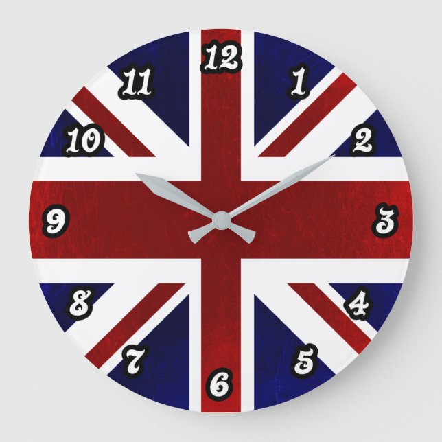 Patriotic, Union Jack, Great Britain, Flag Large Clock (Front)