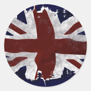 Patriotic Union Jack, UK Union Flag Classic Round Sticker