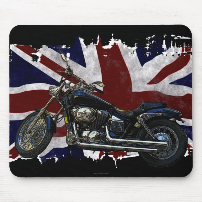 Patriotic Union Jack, UK Union Flag, Motorcycle Mouse Mat (Front)
