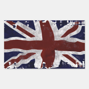Patriotic Union Jack, UK Union Flag Rectangular Sticker