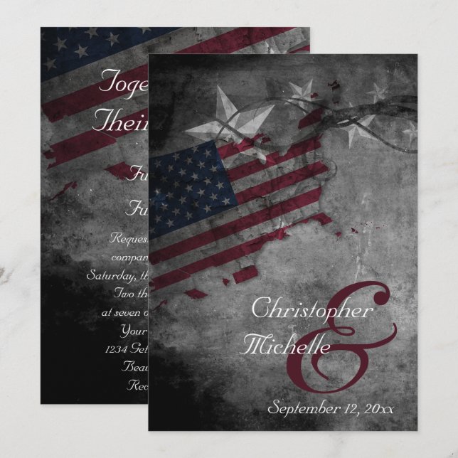 Patriotic United States American Flag Wedding Invitation (Front/Back)
