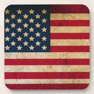 Patriotic United States Flag in Grunge Coaster