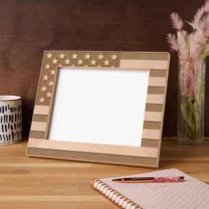 Patriotic United States of America flag landscape Etched Frames