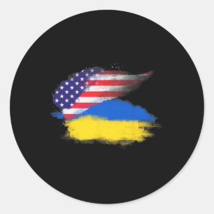 Patriotic United States Usa Ukraine American Ukrai Classic Round Sticker