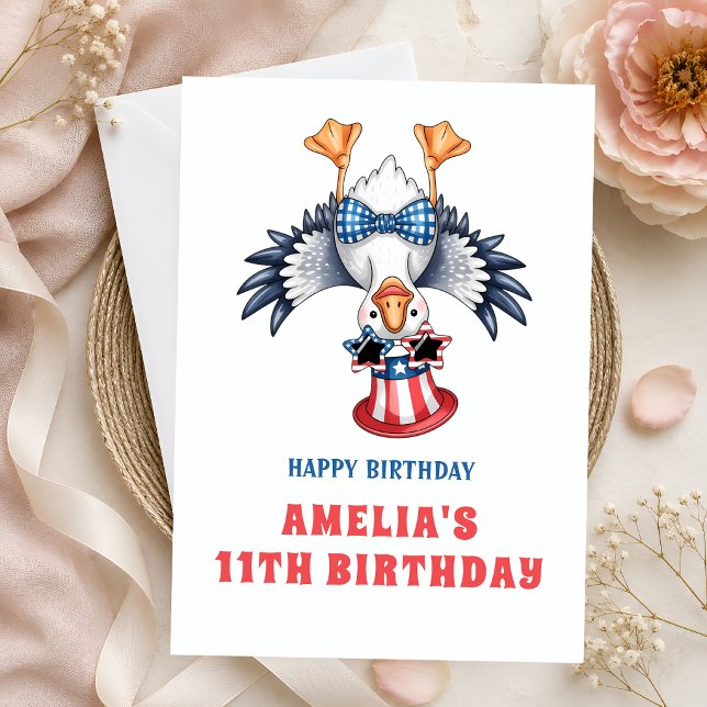 Patriotic Upside Down Duck 11th Birthday Card (Creator Uploaded)