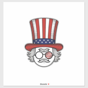 Patriotic Upside Down Top Hat Cartoon Face Vintage
