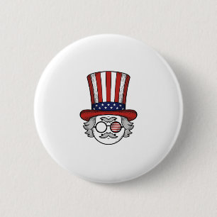 Patriotic Upside Down Top Hat Cartoon Face Vintage 6 Cm Round Badge