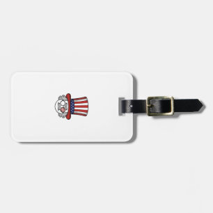 Patriotic Upside Down Top Hat Cartoon Face Vintage Luggage Tag