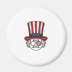 Patriotic Upside Down Top Hat Cartoon Face Vintage Magnet