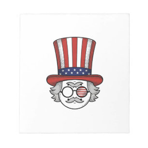 Patriotic Upside Down Top Hat Cartoon Face Vintage Notepad