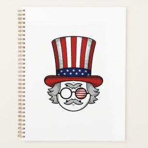Patriotic Upside Down Top Hat Cartoon Face Vintage Planner