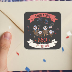 Patriotic US 250 Years of Freedom Eagle Family Square Sticker