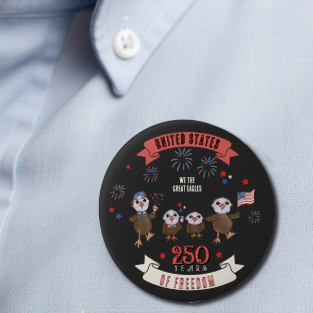 Patriotic US 250 Years of Liberty Eagle Family 10 Cm Round Badge (Patriotic US 250 Years of Liberty Eagle Family Button)