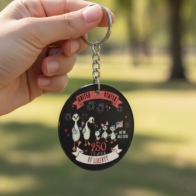 Patriotic US 250 Years of Liberty Silly Geese  Key Ring (Patriotic US 250 Years of Liberty Silly Geese Keychain)