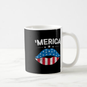 Patriotic Us America Flag Lips 4th Of July Merica Coffee Mug
