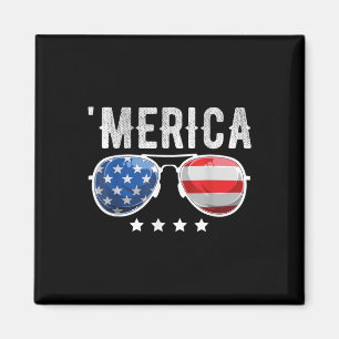 Patriotic Us America Flag Sungles 4th Of July Meri Magnet