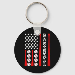 Patriotic Us American Baseball Flag - Vintage Base Key Ring