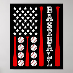 Patriotic Us American Baseball Flag - Vintage Base Poster