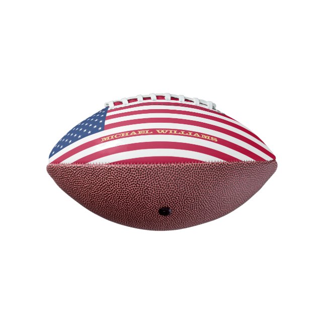 Patriotic US American Flag Monogrammed Team Player American Football (Rotated 270)