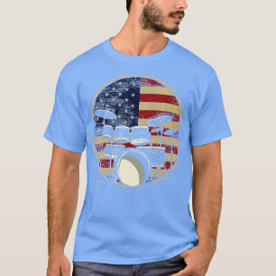Patriotic US Flag America Drums Drumming Drummer G T-Shirt