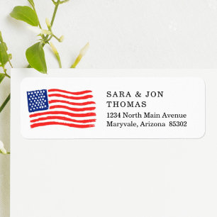 Patriotic US Flag American 4th July Return Address