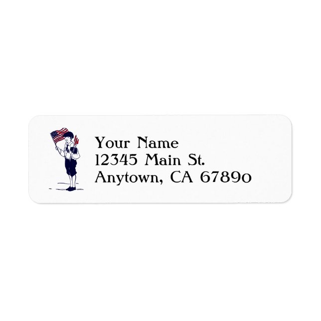 Patriotic US Flag and Fireworks Boy Custom Address (Front)
