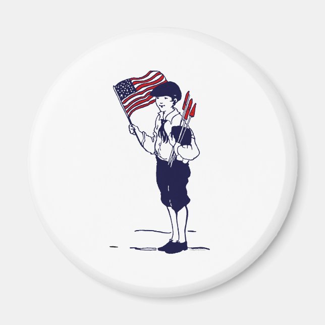 Patriotic US Flag and Fireworks Boy Magnet (Front)