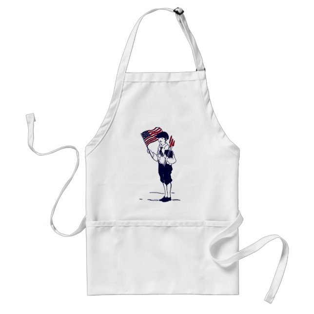 Patriotic US Flag and Fireworks Boy Standard Apron (Front)