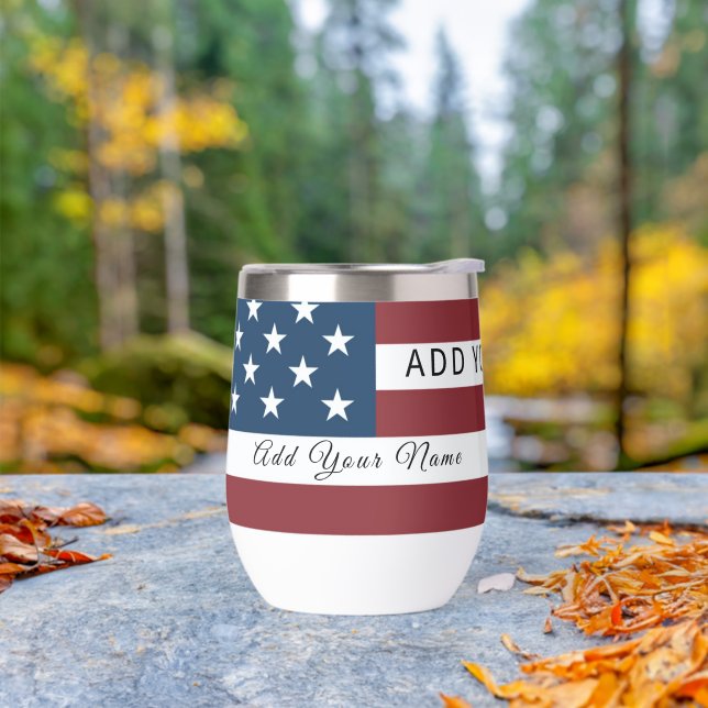 Patriotic US Flag Custom Text Name  (Outdoor)