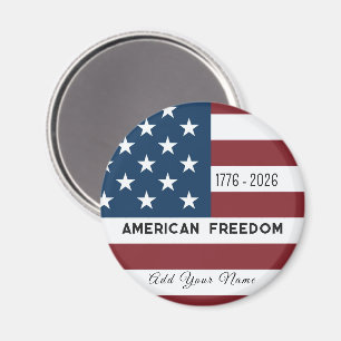 Patriotic US Flag Custom Text Name Magnet