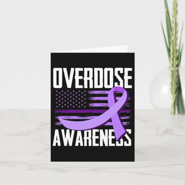 Patriotic Us Flag Drug Overdose Opioid Overdose Aw Card (Front)