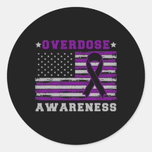 Patriotic Us Flag Drug Overdose Opioid Overdose Aw Classic Round Sticker