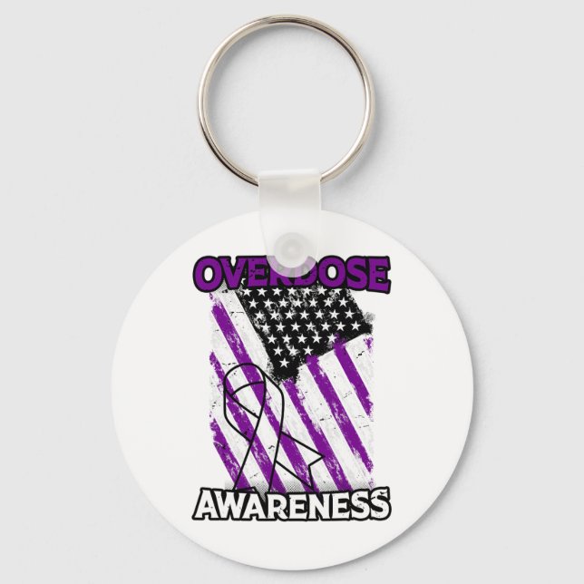 Patriotic Us Flag Drug Overdose Opioid Overdose Aw Key Ring (Front)