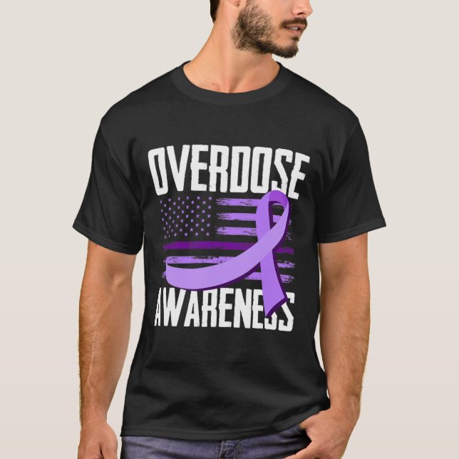 Patriotic US Flag Drug Overdose Opioid Overdose Aw T-Shirt (Front)