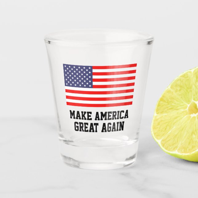 Patriotic US Flag - Make America Great Again Shot Glass (Front)