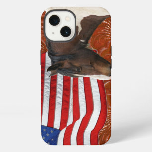 Patriotic US Flag, Pinto & Faux Leather iPhone 13 Case