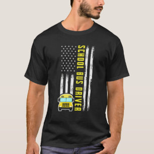 Patriotic Us Flag School Bus Driver   School Bus D T-Shirt