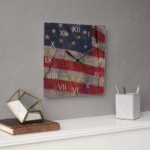 Patriotic US Flag Segment Over Rustic Cracked Wood