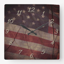 Patriotic US Flag Segment Over Rustic Cracked Wood