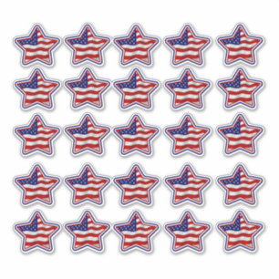 Patriotic US Flag Star Shaped Vinyl Stickers