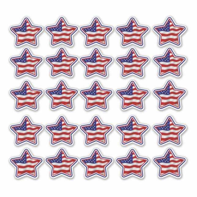 Patriotic US Flag Star Shaped Vinyl Stickers (Front)