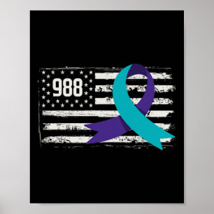 Patriotic Us Flag Support Suicide Prevention Aware Poster