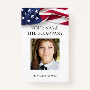 PATRIOTIC US flag Template Employee Photo Name ID ID Badge