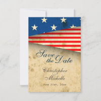 Patriotic US Flag Vintage Wedding Save the Date