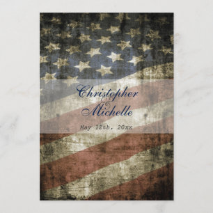 Patriotic US Flag Wedding Invitation and RSVP