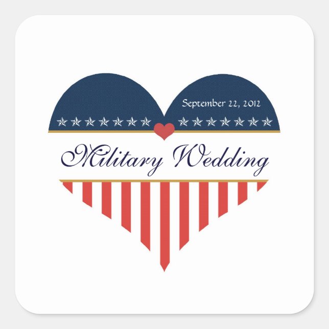 Patriotic US Heart Flag Military Wedding Stickers (Front)