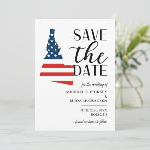 Patriotic US State of Idaho Destination Wedding Save The Date